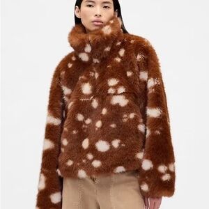 Sandy Liang Spotted Brown and Cream Teddy Jacket